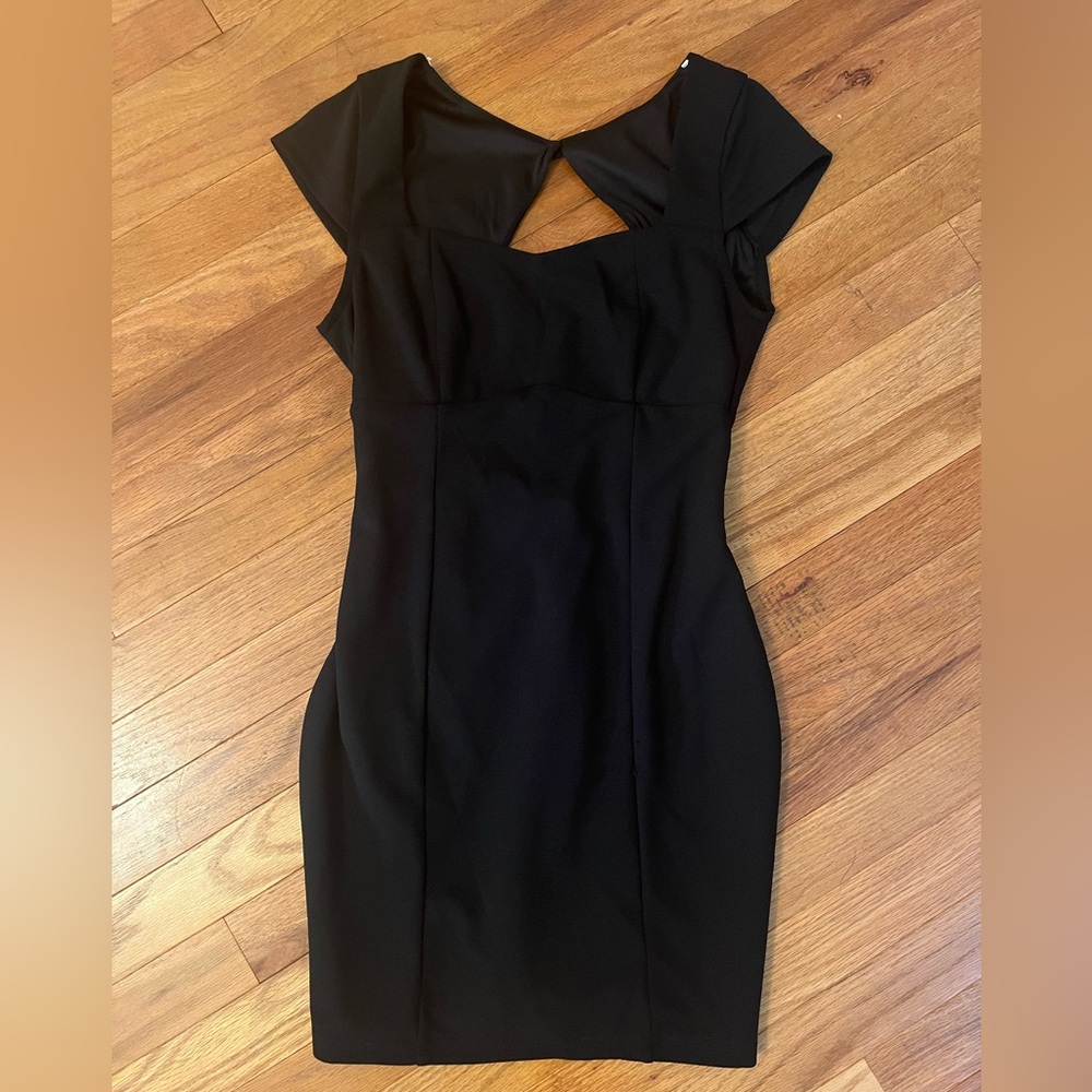 Lulu's Sleek Chic Black Backless Cap Sleeve Mini Bodycon Dress